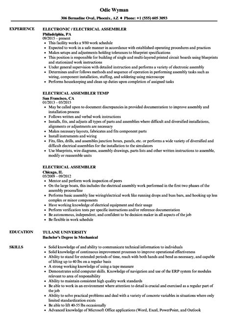 Electrical Assembler Resume Sample & Tips .